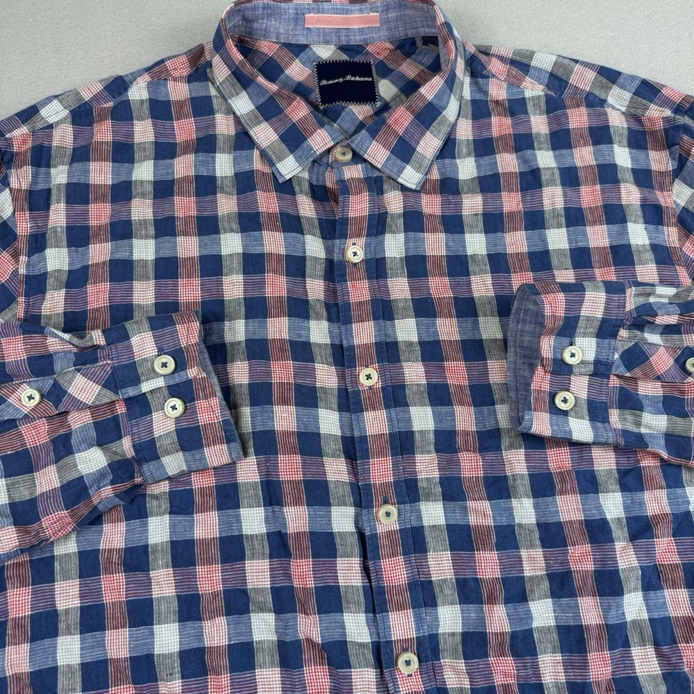 Tommy Bahama 100% Linen Button Shirt Men XXL Long Sleeve USA Beach Resort Glen